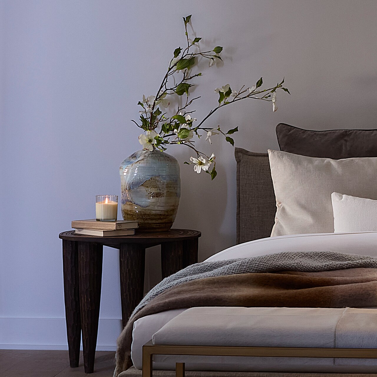 Jamie Young Company Handmade Dimpled Glaze Ceramic Vase - 13" - Blue and Purple